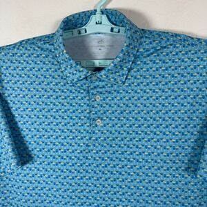 Southern Tide Polo Shirt Mens XL Blue Golf Performance Stretch Cocktail Print